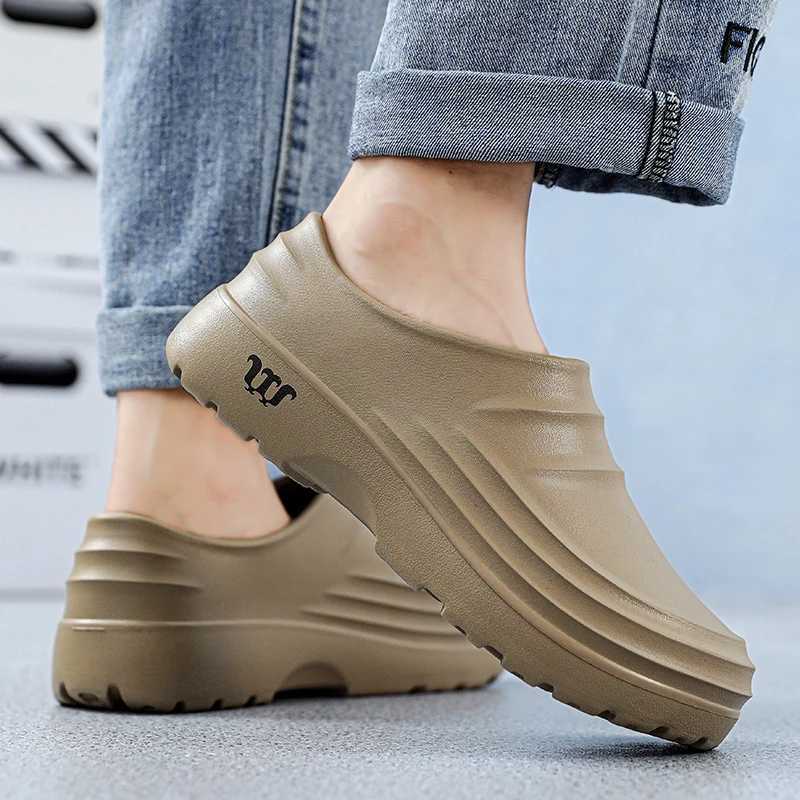 New Arrival Thick bottomed semi flip cover suitable for women to wear lightweight anti slip and waterproof by 2025 high gain chef shoes in hole T25040