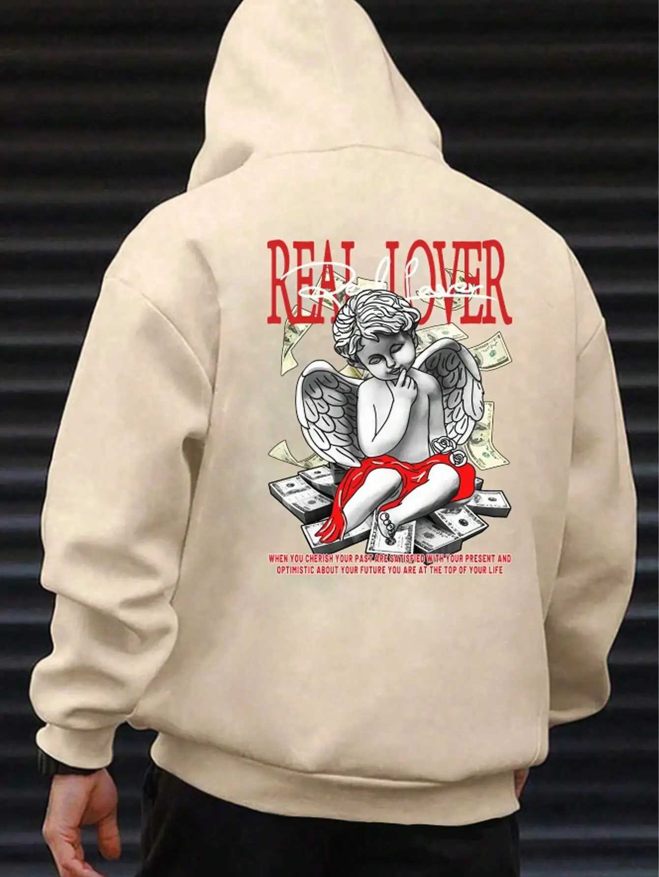 True Love Printed Mens Hoodie O-Neck Full Match Loose Comfortable Sweatshirt Fashion Wool Basic Hoodie Autumn Full Match Clothing W250408