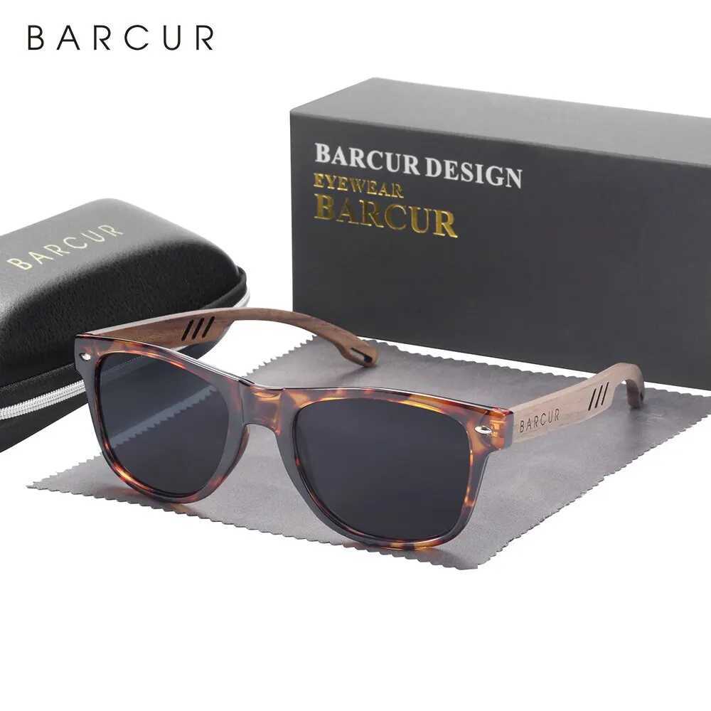 BARCUR Design Wooden Sunglasses for Men Natural Walnut Sunglasses for Women Polarized Sunglasses UV Protective Sunglasses W250408
