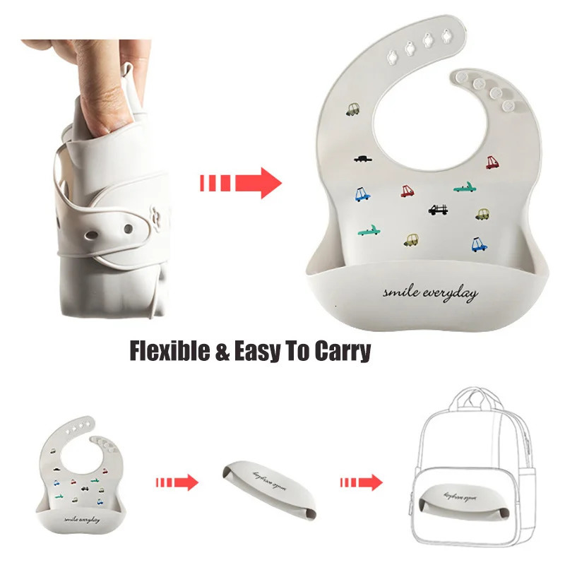 Silicone Baby Bibs 4 Speeds Adjustable Baby Apron For Boy Girls Portable Toddler Feeding Painting Dirt Isolate Pocket Baby Stuff 250408
