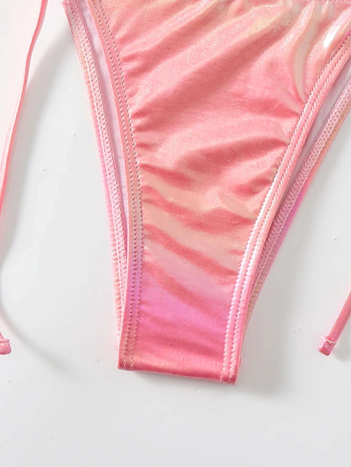 Dongdumaoyi Shiny Pink Bikini Sexy Push Up Bra Tie Side Thong Swimsuit Women Brazilian Beach Bathing Suit Micro Swimwear Traje De Ba O