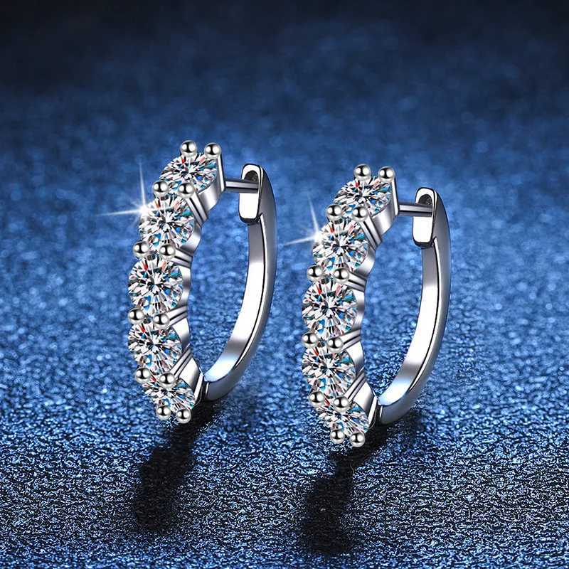 4MM Moissanite Hoop Earrings for Women Wedding Sparkling Simulated Diamond Earring S925 Sterling Silver JewelryC250407
