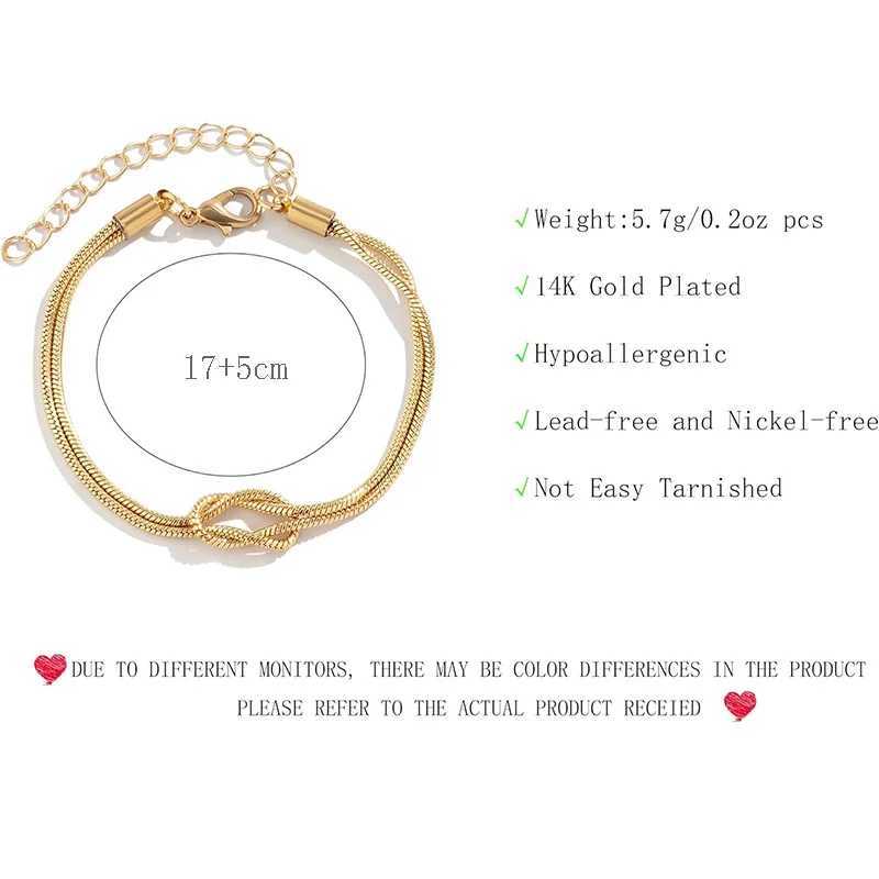 Knot Bracelets for Wen 14K Gold Plated Dainty Snake Chain Infinity Bracelet Adjustable Stainl Steel Jewelry GiftsC250408