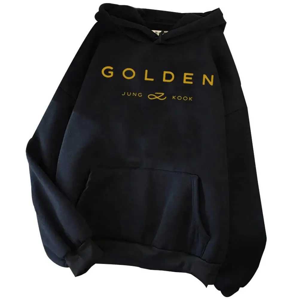 2024 Hot Hoodies Jungkook Kpop Hoodies Retro Sportswear Sudaderas Winter Warm Gold Album Merch Unisex Hoodies Men and Women W250408
