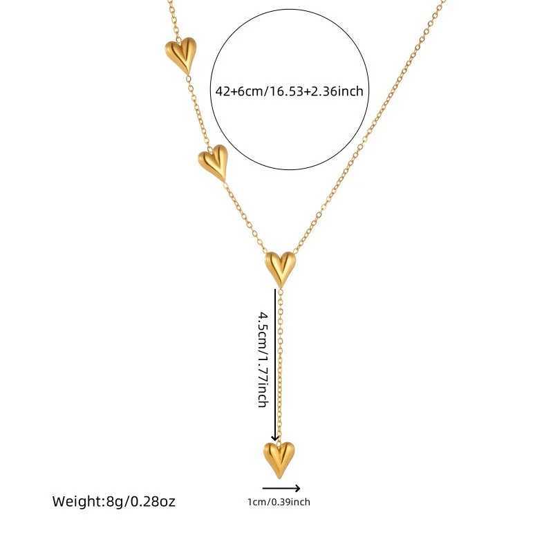 316L StainlESS Steel Simple Joker Chain Tassels Multiple Heart Gold Plated Jewelry Bracelet Necklace Set Jewelry Set Y250408