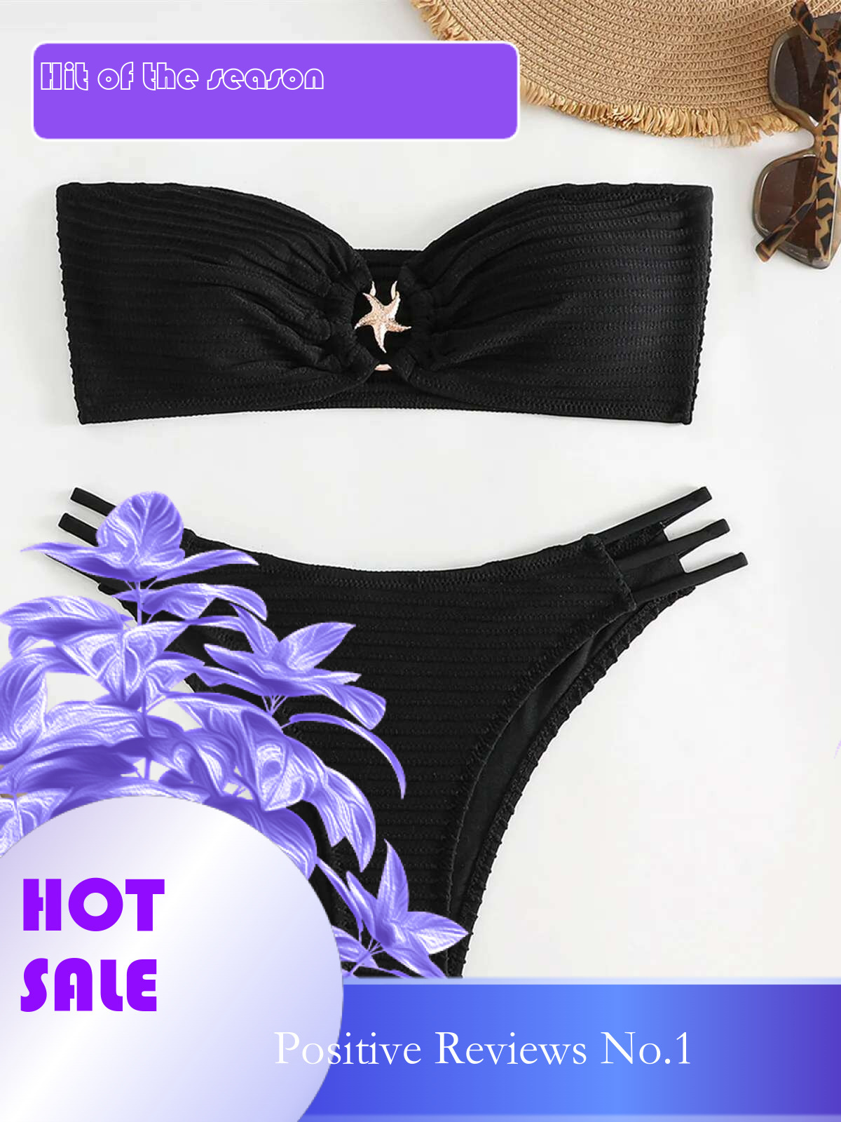 Dongdumaoyi Sexy Bandeau Bikini Women New Black Metal Ring Linked Cut Out Push Up Micro Swimsuit Summer Bathing Suit Thong Swimwear