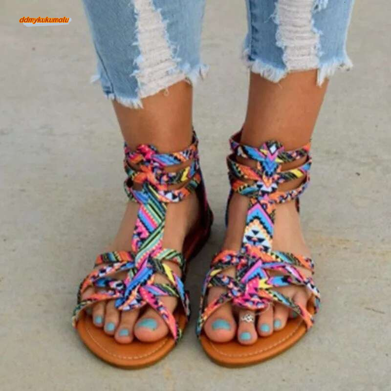 Maogu Women's Summer Sandals Peep Toe 2023 Trend Plus Women Flat Shoes Roman Sandal Female Espadrilles Casual Size 42 43 ddmykukumalu