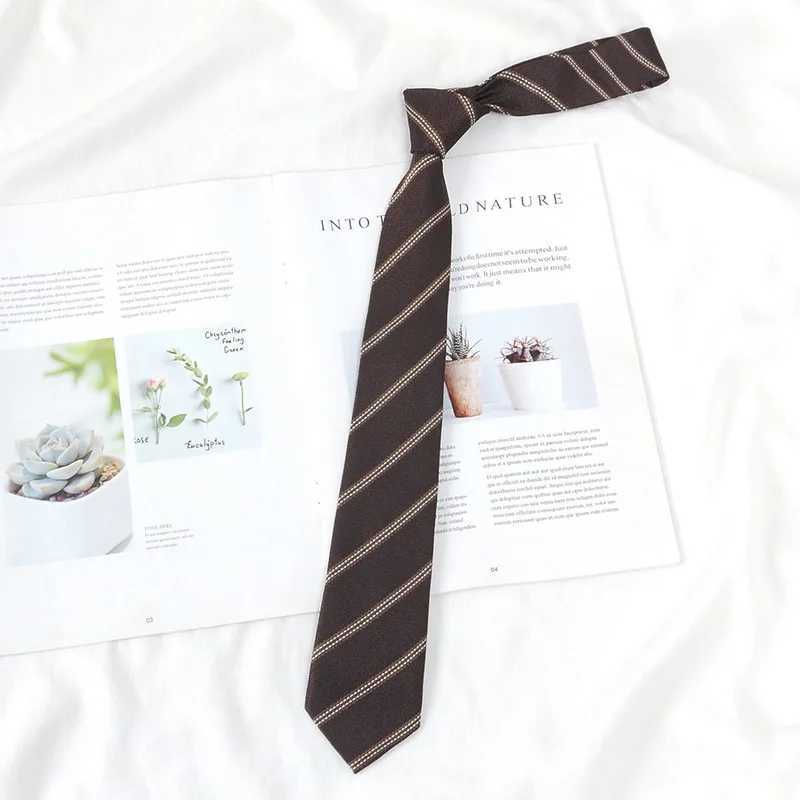 Korean JK Necktie Simple Plaid Neckwear Striped Neck Tie Clothes Accessories Cravat Uniform Bow Tie Wen Men Wedding Neckties X250407