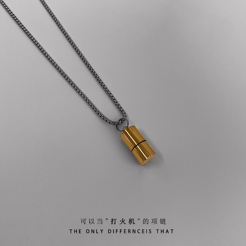 Lighter Titanium Steel Necklace, Men's Trendy Hip Hop Versatile Pendant, High Grade, Simple Necklace