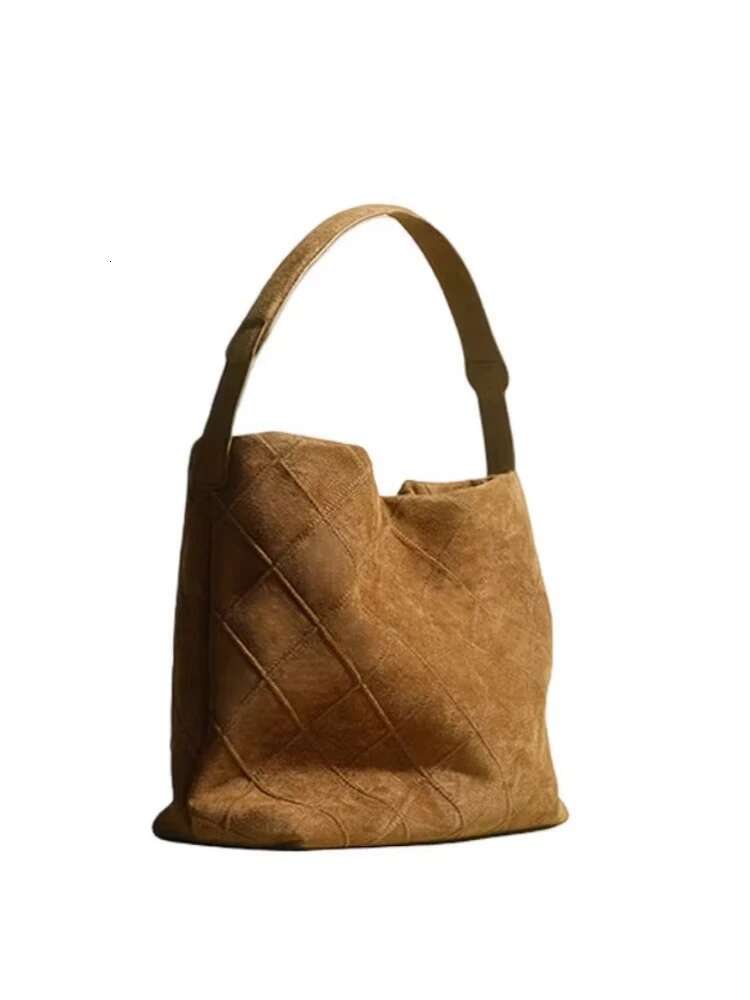 2025 Vintage Fashion High Quality Frosted Suede One Shoulder Women's Bag Casual Simple Versatile Famous Designer Leather Handbag