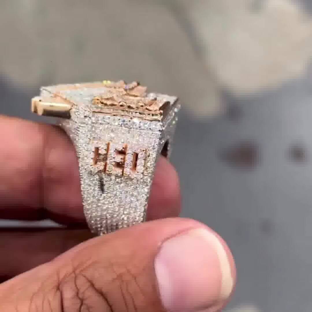 Mens Iced Moissanite Bling Championship Ring 925 Silver Custom Diamond Trap Pave Hip Hop Letter Design New Home Gift for Men