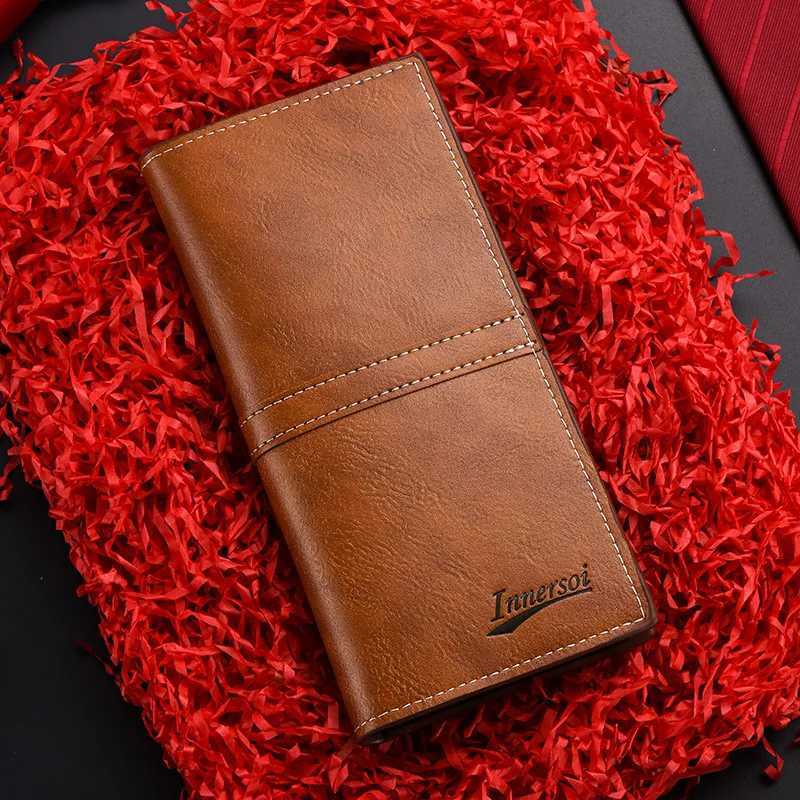 Mens Leather Wallet ID Card Holder Purse Checkbook Long Clutch Bifold Business Money Bag Man Wallets Cartera Hombre Carteras H25110711