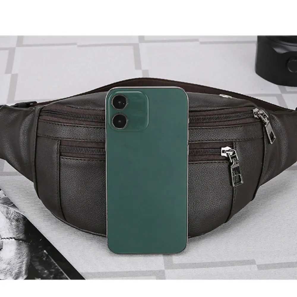 Business leather waist bag multifunctional cAsh wallet outdoor cross body bag waterproof sports bag travel bag Z250407