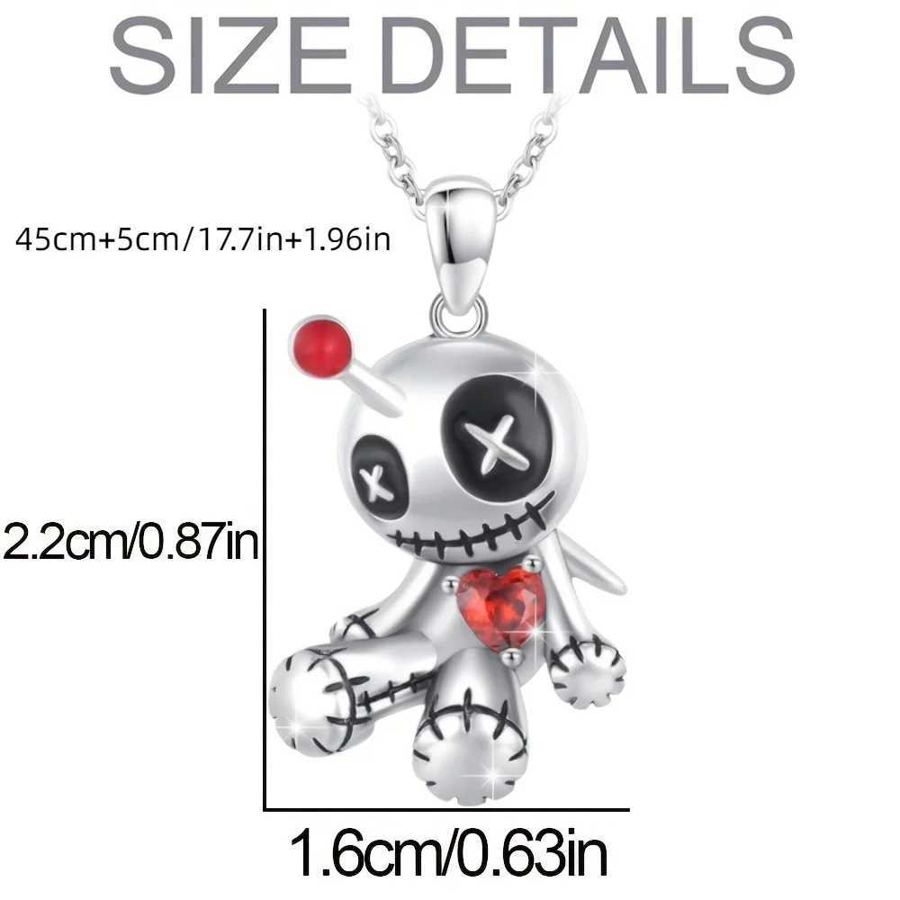 Creative Funny Voodoo Doll Red Heart Pendant Necklace for Women Trendy Punk Cartoon Girl Holiday Decoration AccessoriesC250407