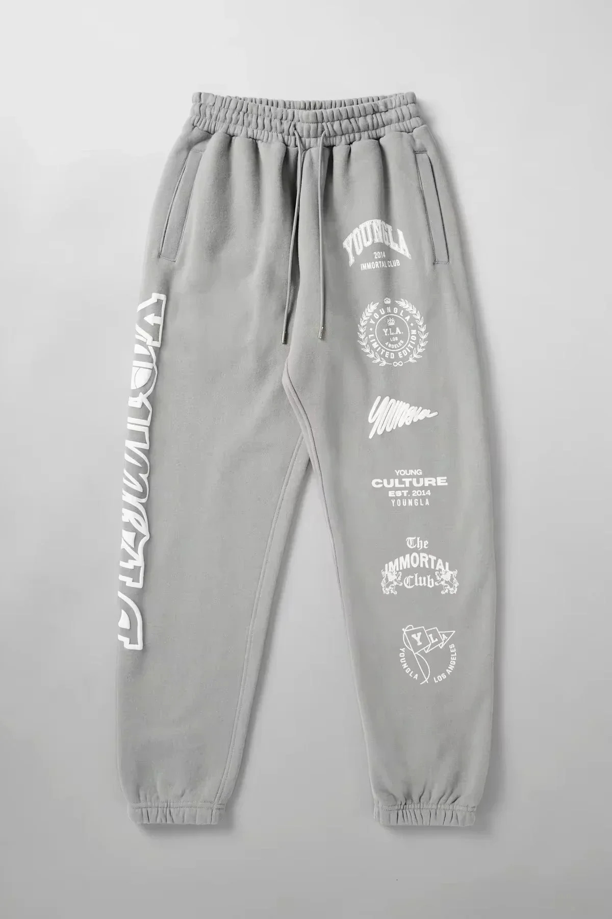 US printed mens and womens jogging fitness cotton casual wool pants drawstring sports 250407