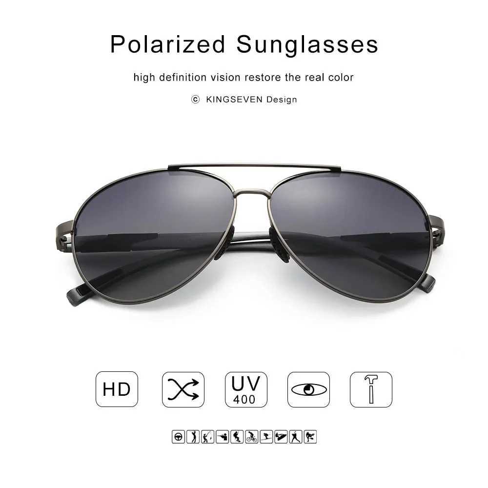 KINGSEVEN DESIGN Mens Classic Polarized Sunglasses Aluminum Lead Sunglasses HD Lens UV400 Protection W250408