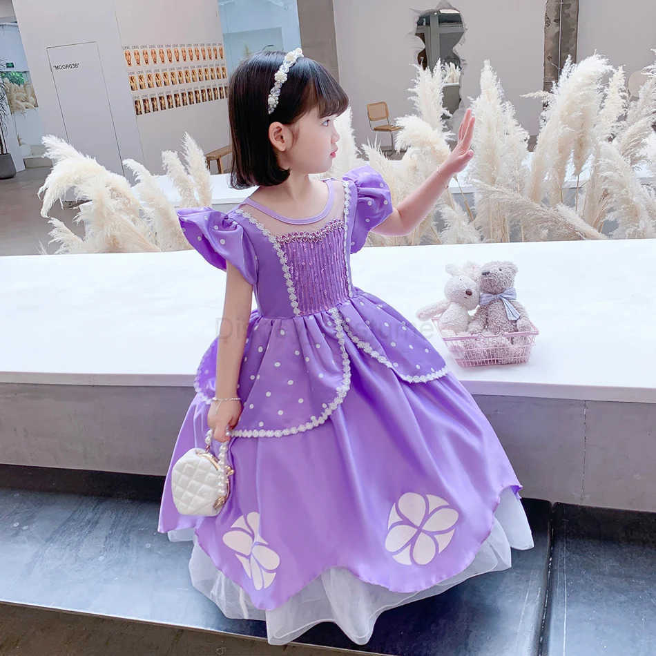 Disney Sofia cosplay princess dress girl birthday party Vestdos luxury LED lit carnival anime cosplay dress X250408