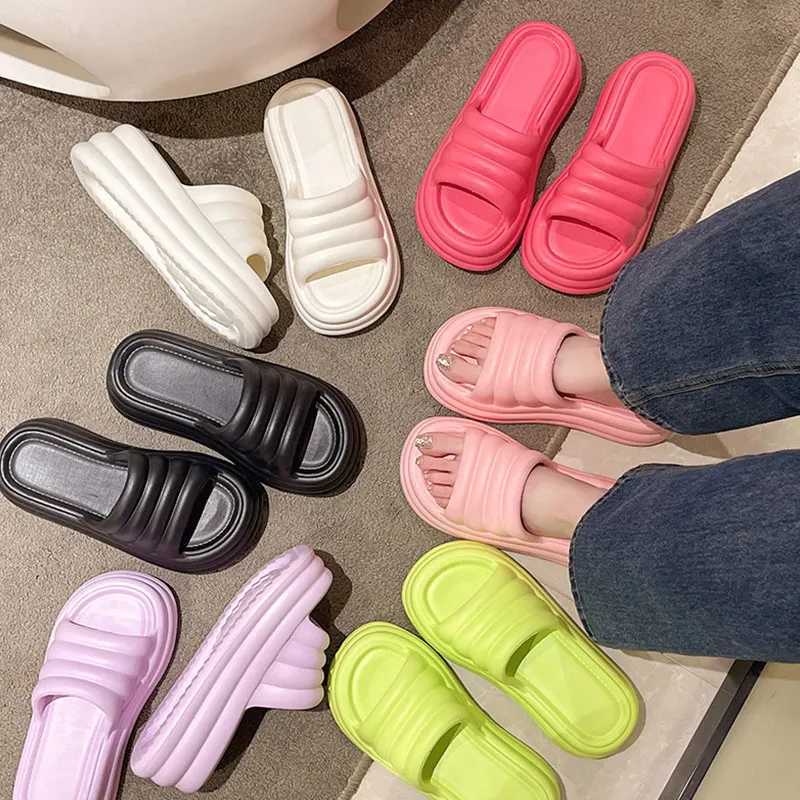 Womens platform slider outdoor solid color summer slider womens Fi Ins home anti slip slider shoesXJ250407