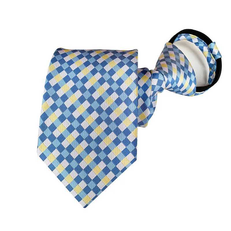 Hot Sell Style 8CM Zipper Tie Men Bridegro Wedding Necktie Lazy Pre-tied Ties Striped Zipper Necktie For Men Wen Wholes X250407