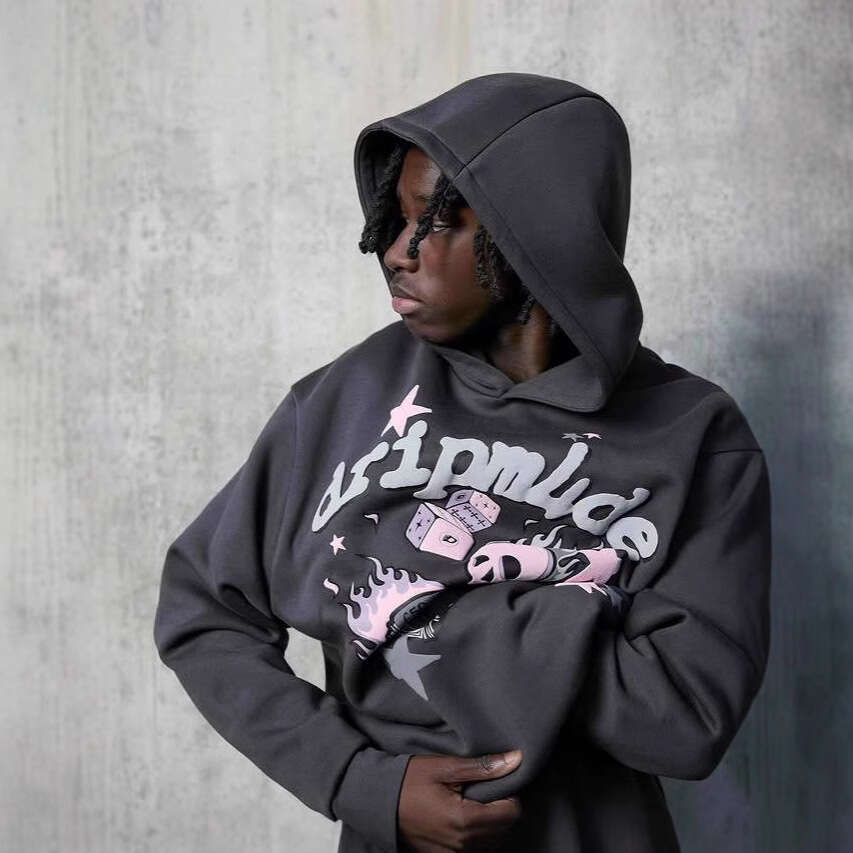 American street skull letter print fashion design pattern men's and women's summer loose hoodie