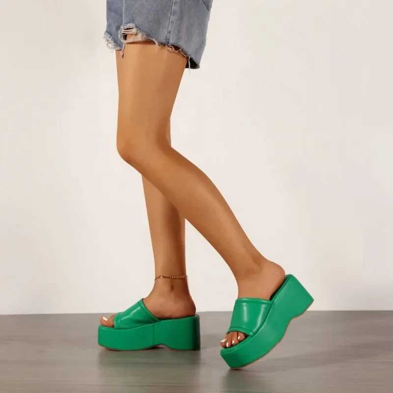 Punk Open Toe platform high heels beach womens summer orange green wedge shoes womens sandals flip coverXJ250407