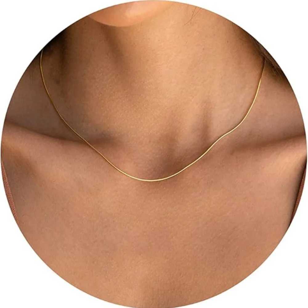 Dainty Snake Chains Stainless Steel Necklace Gold Plated Clavicle DIY Long Choker Necklaces Jewelry for Women Men Statement 35CMC250407