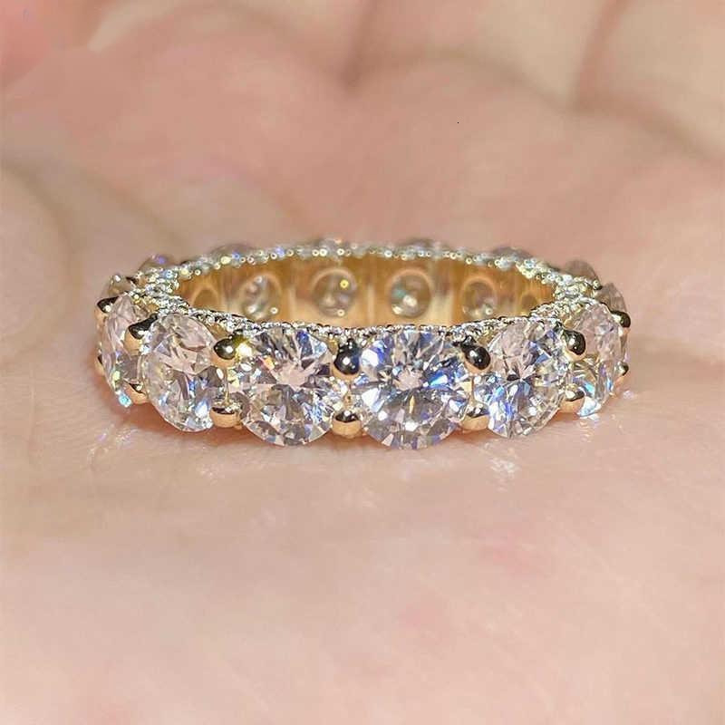 10k 14k 18k Solid Gold Moissanite Engagement Hoop Rings Charm Classic Ice Out Tennis Chain Solid Gold VVS Wedding Rings Women 0001