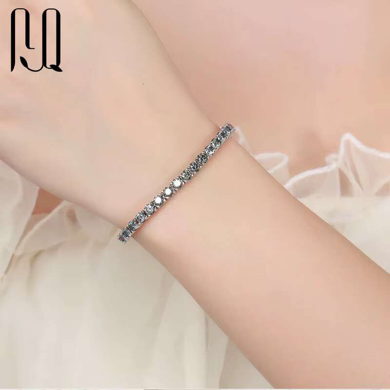 PYQ Wholesale 3mm 4mm 5mm 6.5mm VVS Grey Moissanite Diamond Iced Out 925 Silver Tennis Chain Bracelets Jewelry for Women Gifts
