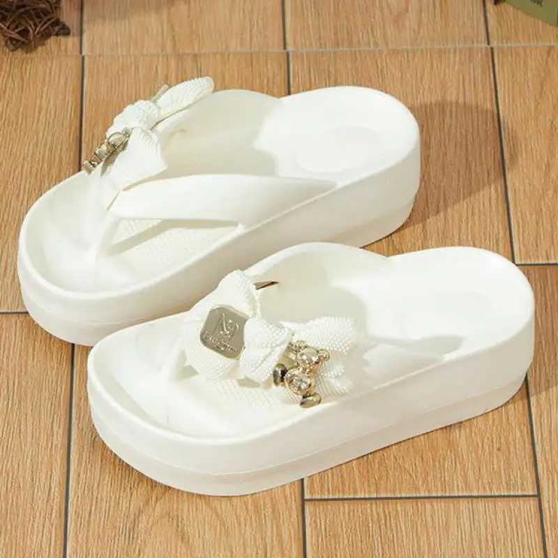 Pink platform slider for women Eva thick bottom slider with bow flap summer home flap for women N-Slip beachXJ250407