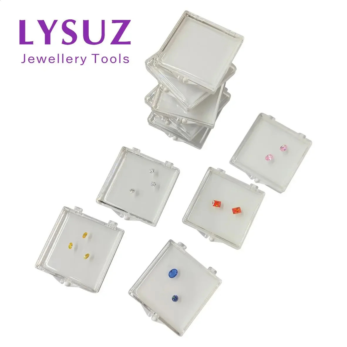 10pcs Adhesive Gems Box Diamond Display Box Show Case Packaging Tray Jewelry Acrylic Sticky Small Gemstone Modeling 250407