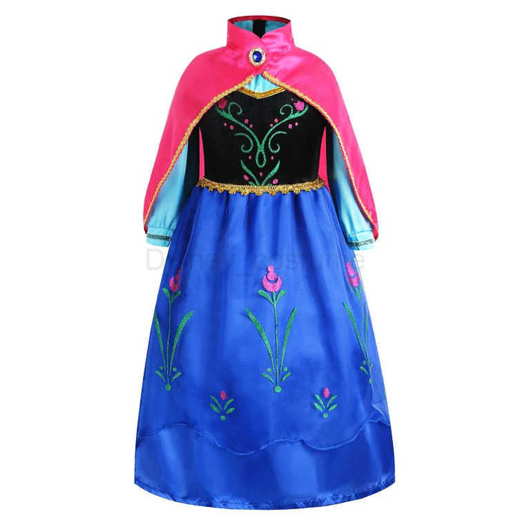 Disney Frozen Fuchsia Anna dress and Cape Little Girls Snow Queen princess cosplay Halloween 2024 cosplay costume childrens fancy party dress X250408
