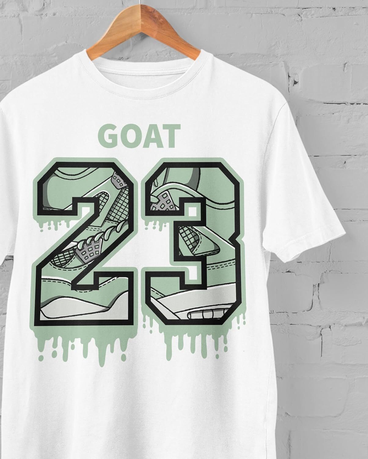 T shirt for Mens AJ 4 Abundance 4s Seafoam Shirt, Number 23 Goat, Shirts Match Sneakers 2D Sneaker Graphic Tee Casual Tops Clothes Short sleeve