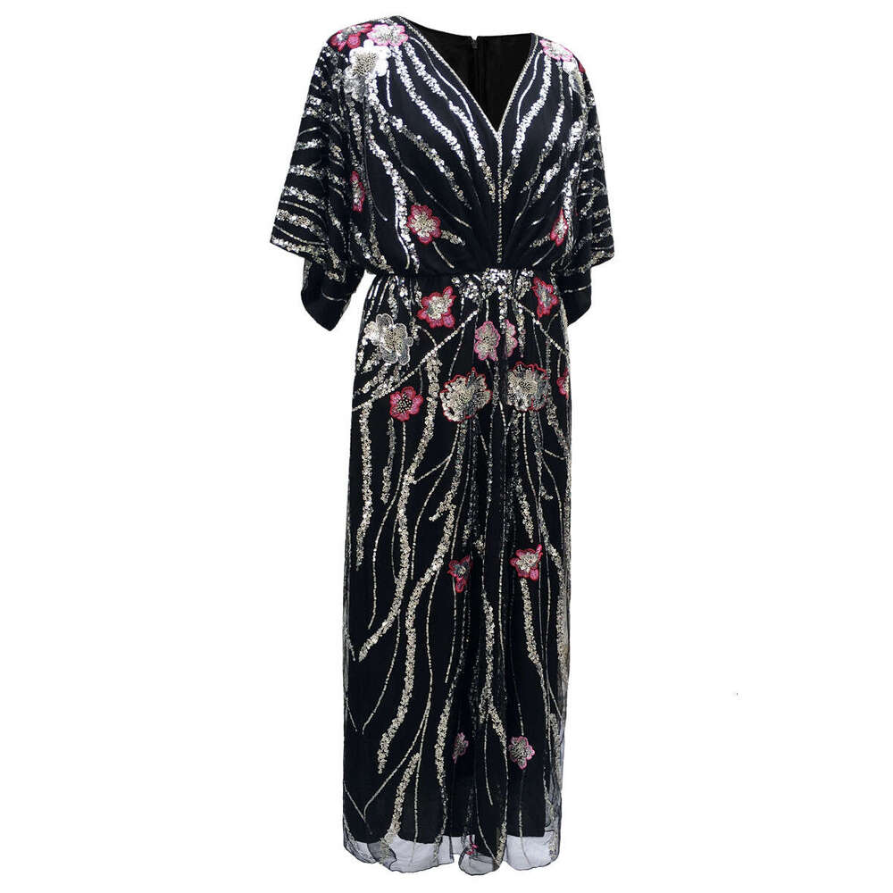Cross-Border1920s Vintage Beaded Sequin Embroidered Evening Dress Ethnic Style Women