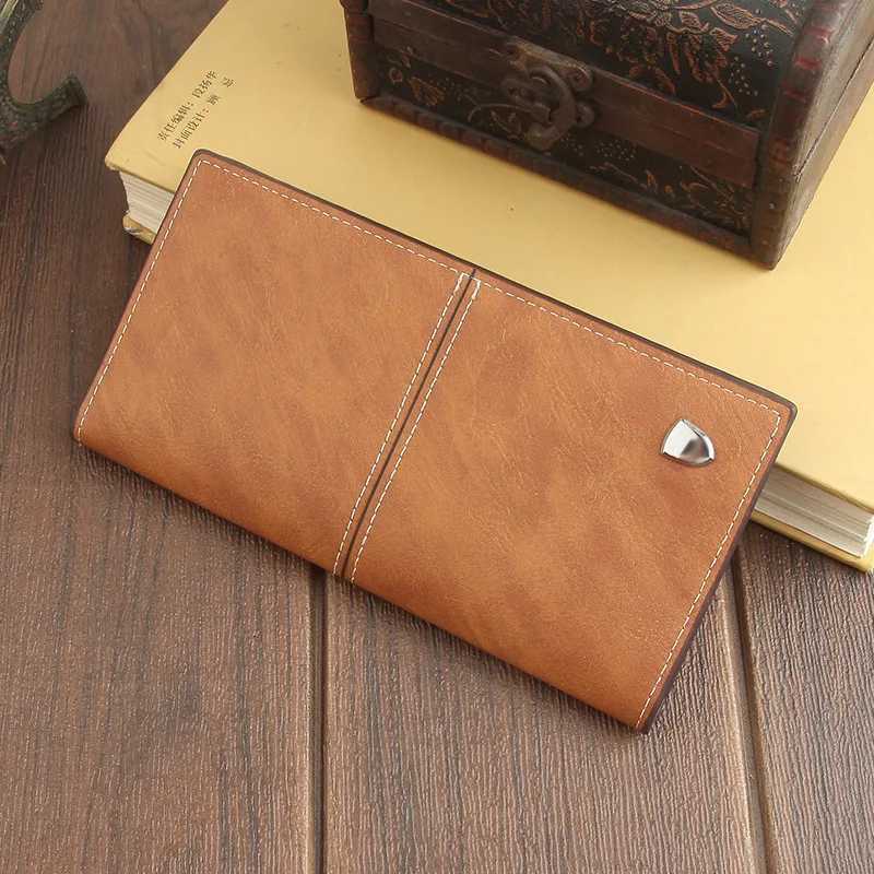 Mens Leather Wallet ID Card Holder Purse Checkbook Long Clutch Bifold Business Money Bag Man Wallets Cartera Hombre Carteras H2511071