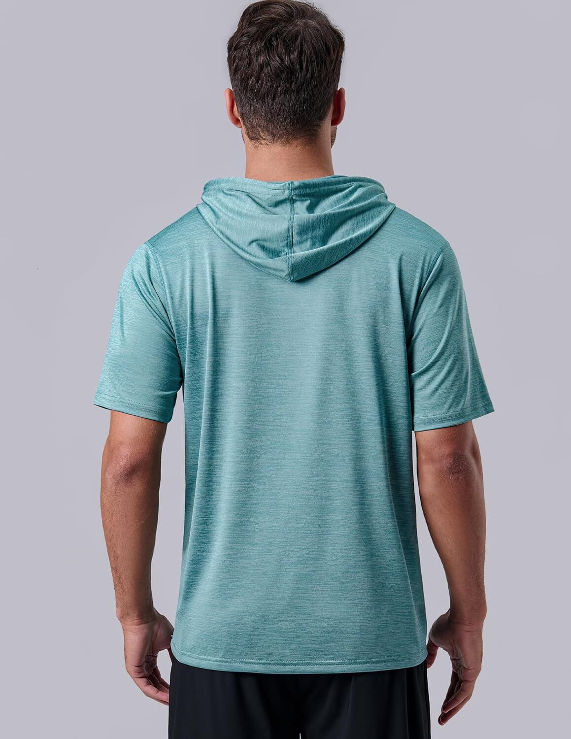3-piece set: Men's lightweight short sleeved exercise hoodie, sports dry hooded T-shirt, suitable for running in the gym