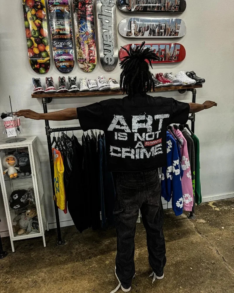 American Gothic trend cartoon pattern oversized short sleeved Tshirt mens Y2K street Harajuku casual loose couple top 250408Z