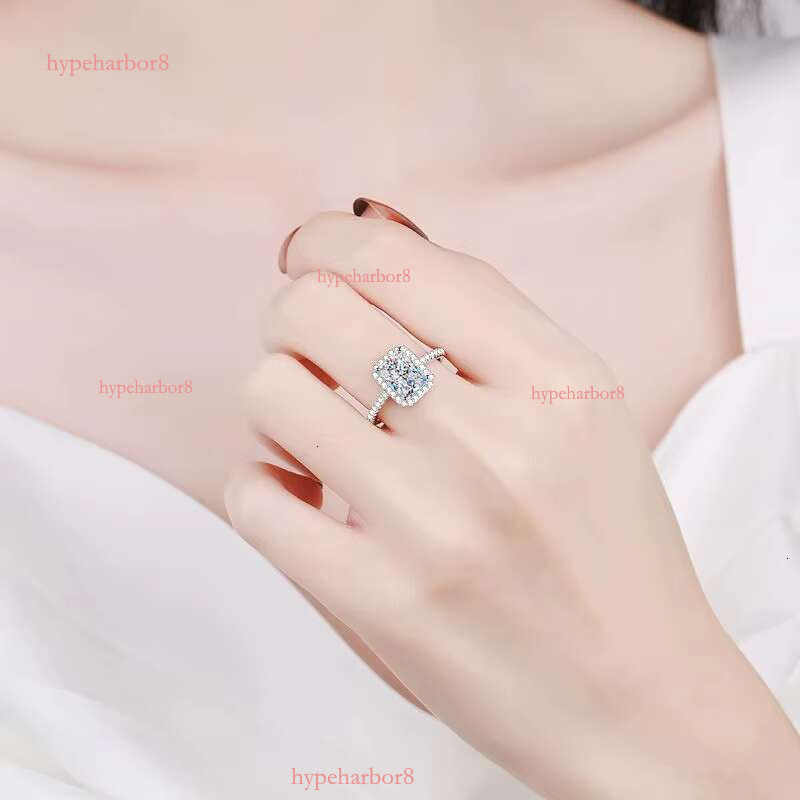 Vintage sterling silver radiant emerald cut silica ring 1ct 2ct wedding engagement women's luxury accessories