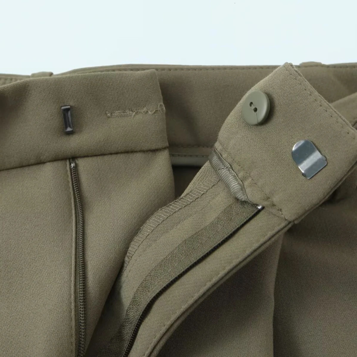 ZBZA Womens Waist Belt with Wrinkles Trouser High Side Pocket Front Zipper Summer Casual Solid Color Unique 250407