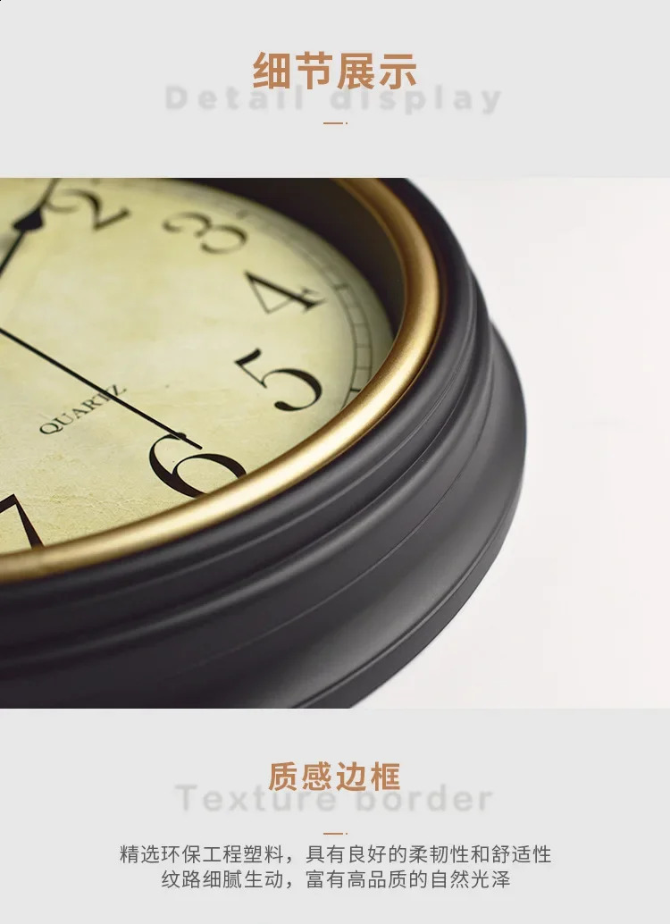 Vintage Wall Clock European Style Silent Clocks Living Room Decoration Clocks Wall Hanging Home Art Quartz Clocks 250408