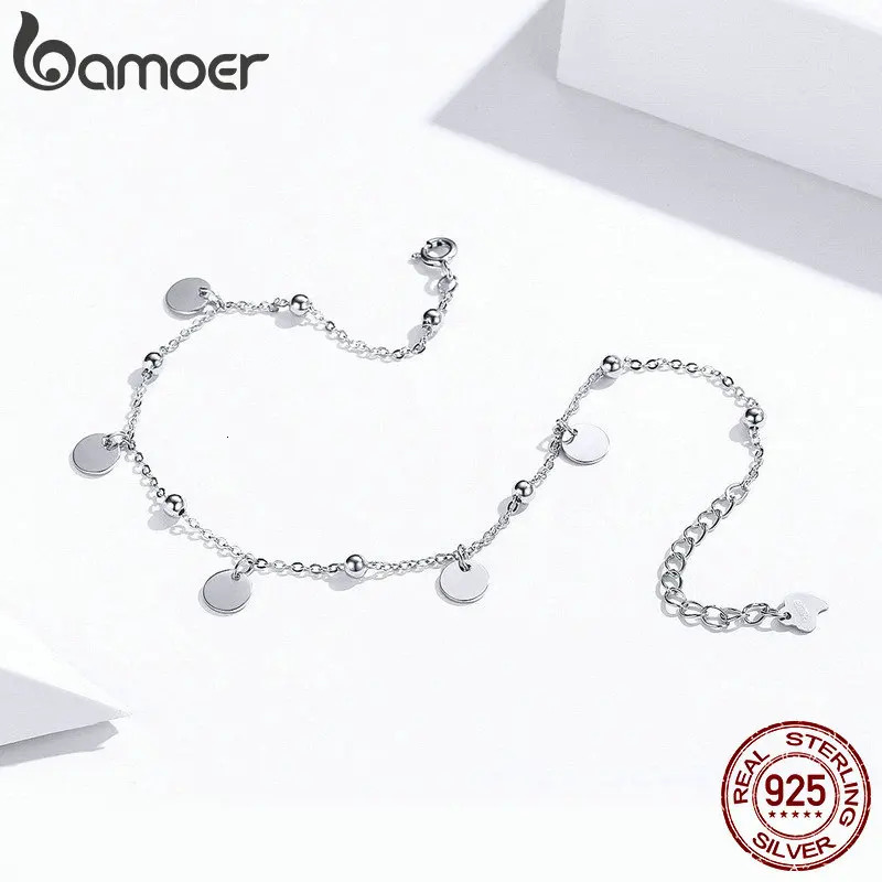 Silver Beads Anklets 925 Sterling Silver Geometric Minimalist Summer Fashion Foot Jewelry Bracelet for Ankle SCT011 250403