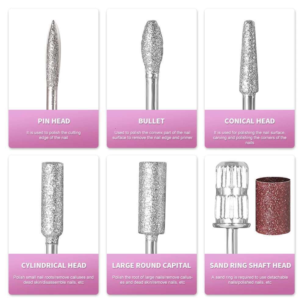 Professional Manicure 45000RPM Electric Drill hine White Pink Purple Nail Sander Gel Cuticle Remove