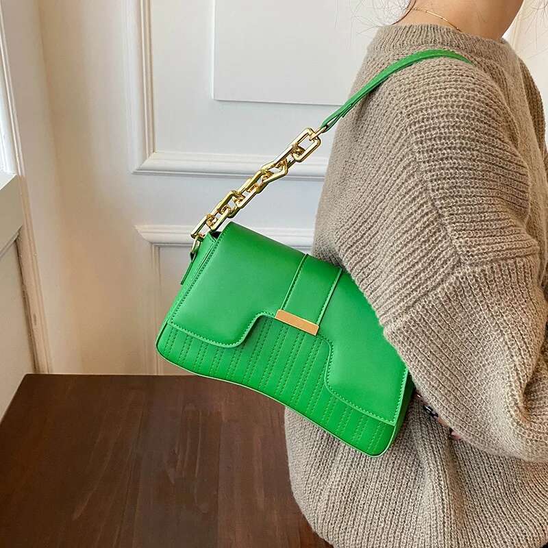 New Designer Bag For Women Fashionable High-end Outdoor Acrylic Chain Shoulder Bag Women's Handbag Casual Solid Color Leather Women's Armpit