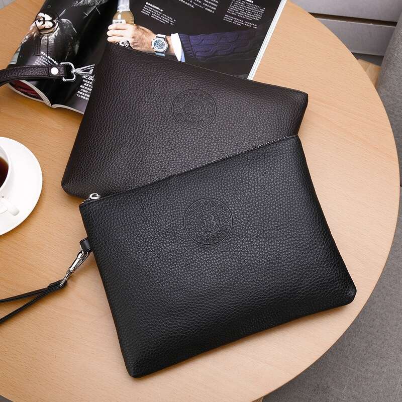 Men's casual handbag PU soft leather men's mobile phone bag large capacity wallet new style chic and elegant clothing