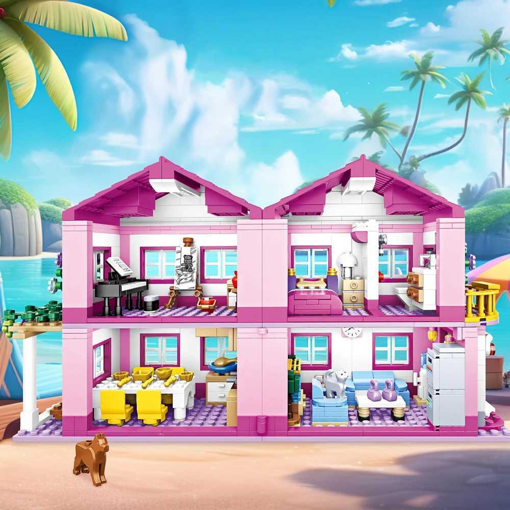 Friends City Street View House Summer Holiday Villa Castle Model Building Block Sets Figures DIY Bricks Toys for Kids Girls Gift L251108
