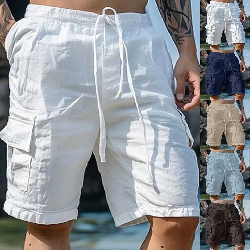 Mens loose cargo shorts with pockets fashionable beach streetwear sports and casual shorts running shortsXJ250407