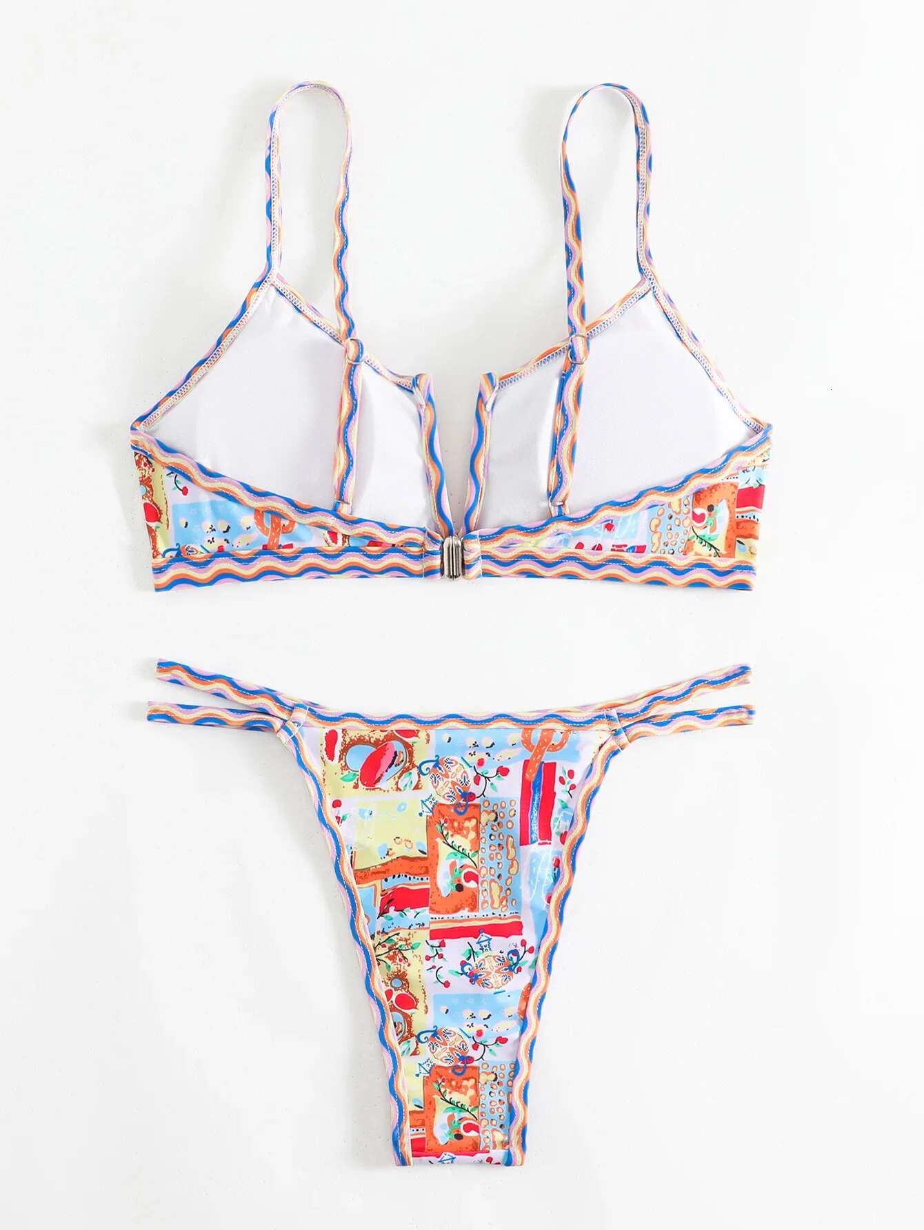 Dongdumaoyi Sexy Micro Bikini Women Two Piece Set Ethnic Style Print V Neck Push Up Swimsuit New Beach Bathing Suit Thong Swimwear