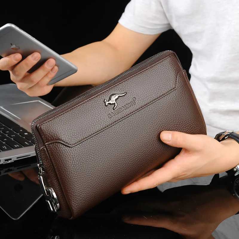 New Mens Long Business Wallet PU Leather Zipper Handbag Mobile Bag Money Organizer Fashionable Casual Clutch for Men H2511071