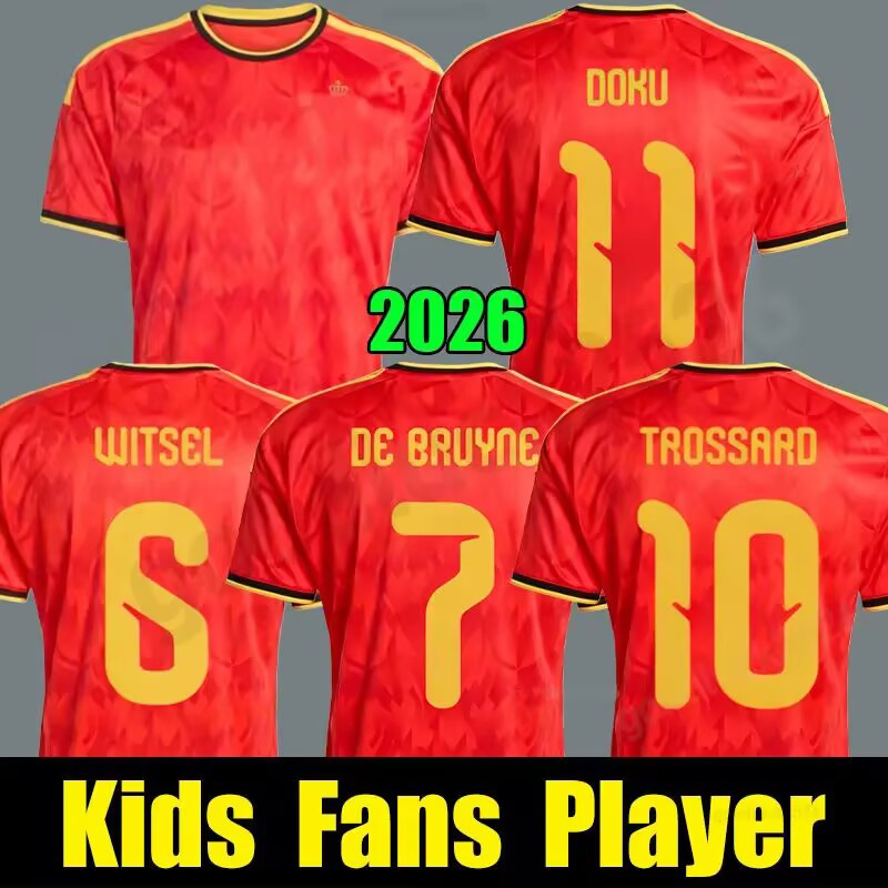2026 2027 belgium soccer jersey 26 27 WITSEL DE BRUYNE TROSSARD Doku Openda Onana man home away third football shirts men kids kit home away fans player version