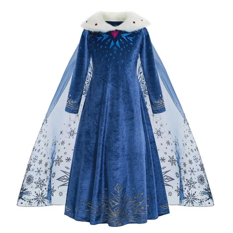 Disney Frozen Elsa Costumes Baby Girls Clothes Princess Mesh Sequin Dress Children Clothing Kids Birthday Blue Carnival Cosplays Dress X250408