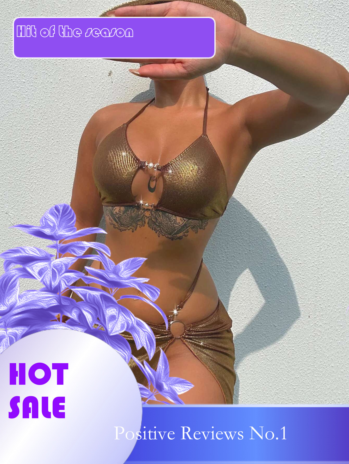Dongdumaoyi Luxury Pearl Bikini Set Women Sexy Gold Hollow Out Push Up Metal Skirt Piece Swimsuit Beach Bathing Suit Thong Swimwear